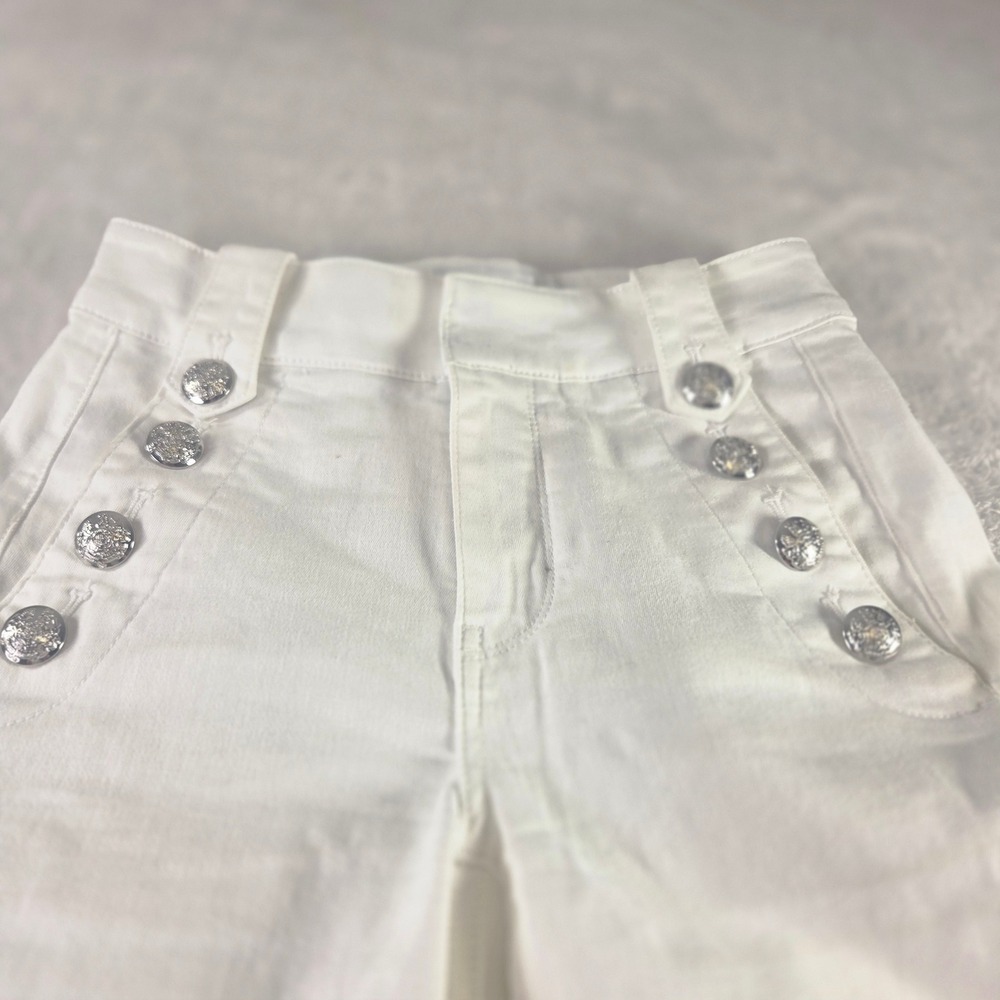White House Black Market High Rise Wide Leg Sailor Pants White Silver Button 00L - Picture 5 of 11